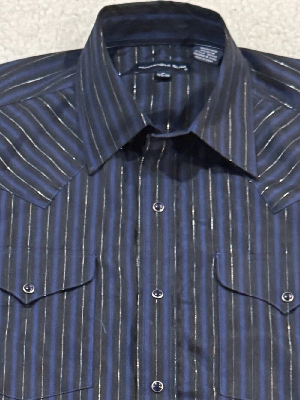 Panhandle Slim Western Wear Shirt - Pearl Snaps, Silver Threading, Men's Med.